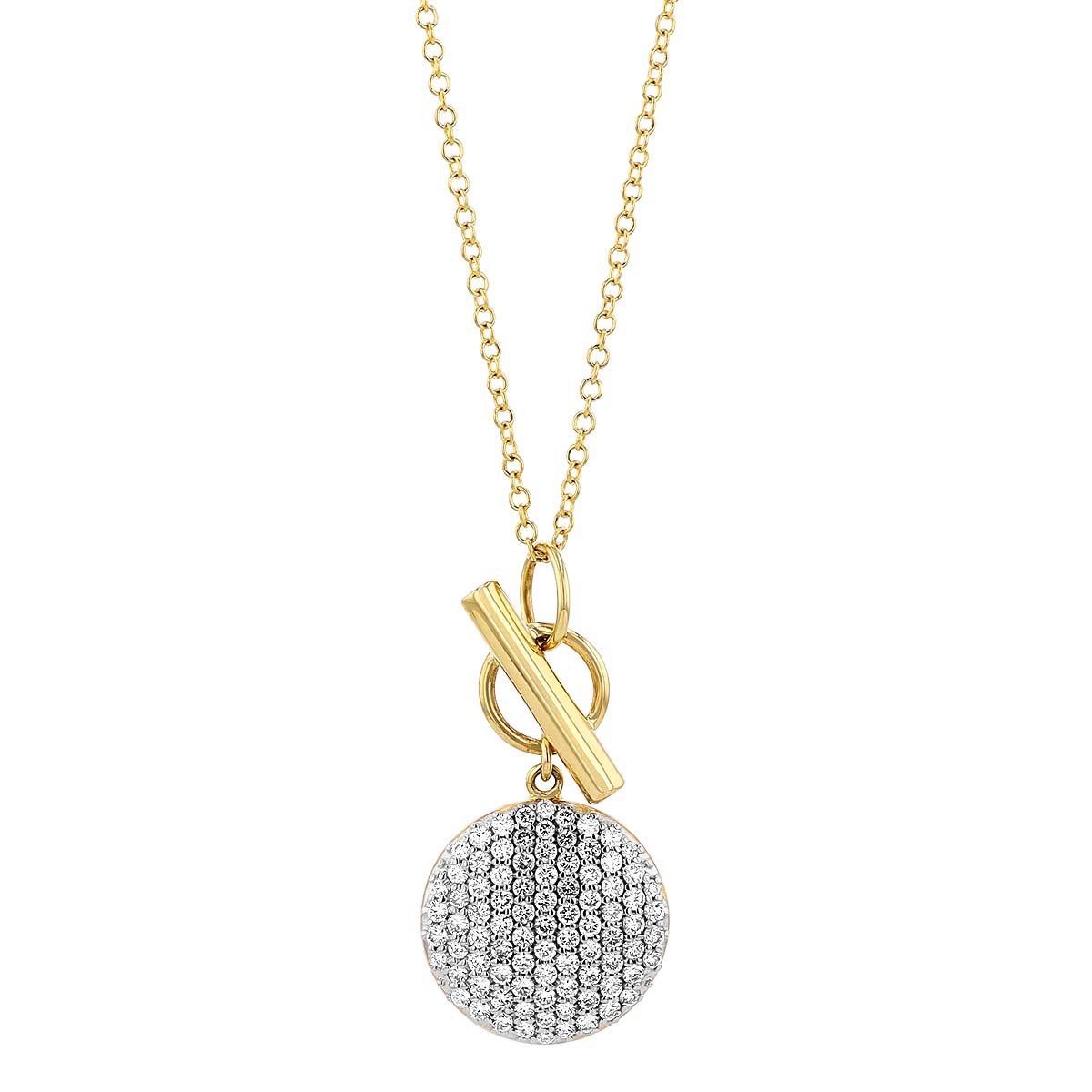 Phillips House Diamond Infinity Disc Toggle Necklace in Yellow Gold, 30